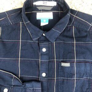 Columbia Button Up Shirt Mens Large Long Sleeve Blue Red Yellow Plaid Casual